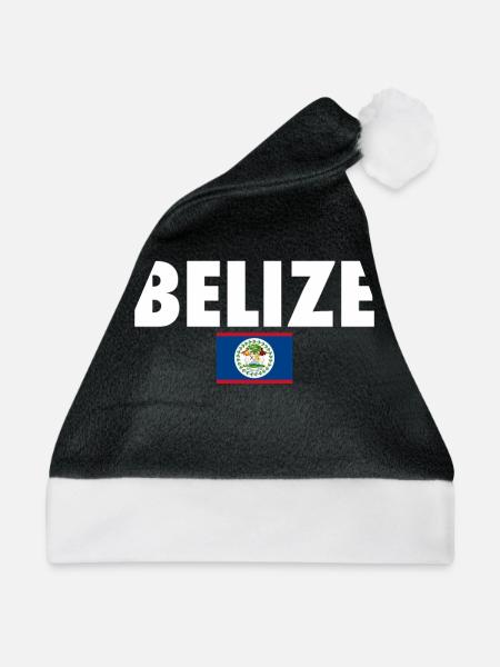 Belize Belizische Flagge Belizer - Weihnachtsmütze - Schwarz/Weiß - Vorne