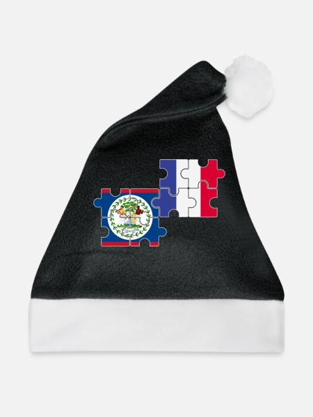 Belize Frankreich Flagge Belizer - Weihnachtsmütze - Schwarz/Weiß - Vorne