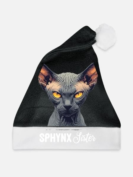 Sphynx Kätzchen Sphynx Katze - Weihnachtsmütze - Schwarz/Weiß