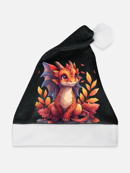 Drache Thanksgiving Herbst Kinder - Weihnachtsmütze - Schwarz/Weiß