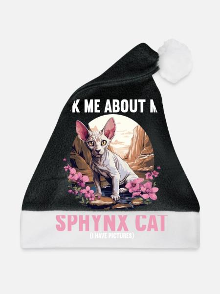 Sphynx Kätzchen Sphynx Katze - Weihnachtsmütze - Schwarz/Weiß