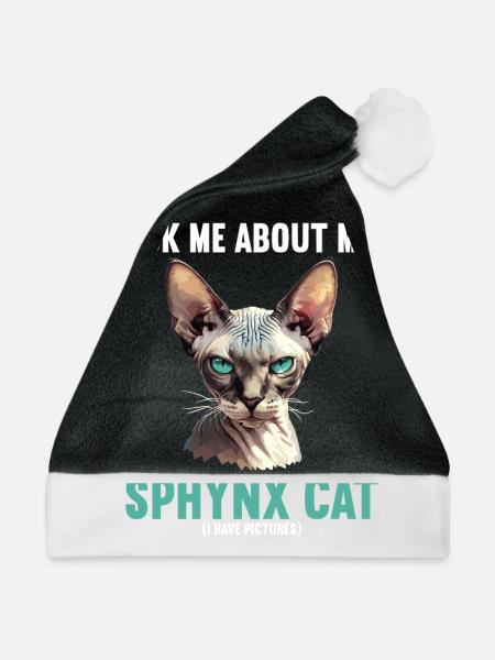 Sphynx Kätzchen Sphynx Katze - Weihnachtsmütze - Schwarz/Weiß