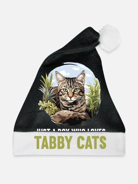 Tabby Kätzchen Tabby Katze - Weihnachtsmütze - Schwarz/Weiß