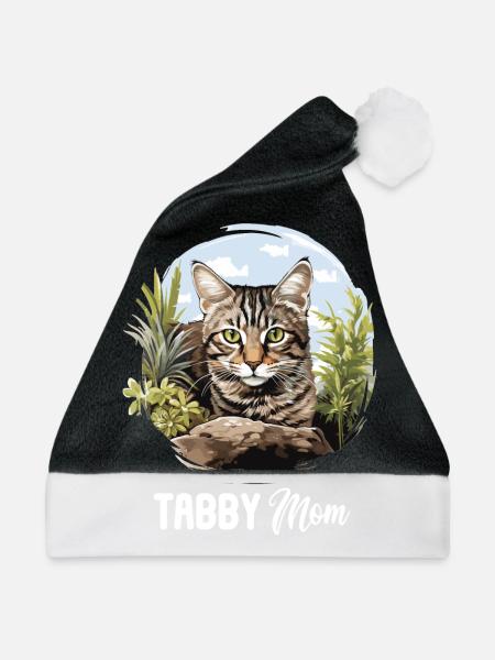 Tabby Kätzchen Tabby Katze - Weihnachtsmütze - Schwarz/Weiß