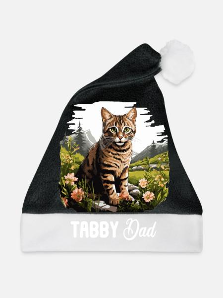 Tabby Kätzchen Tabby Katze - Weihnachtsmütze - Schwarz/Weiß