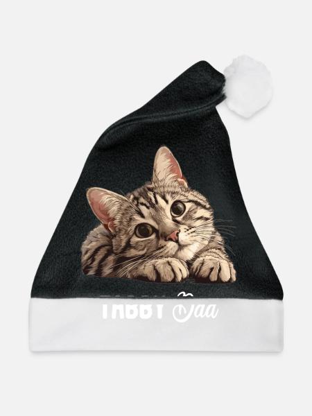Tabby Kätzchen Tabby Katze - Weihnachtsmütze - Schwarz/Weiß