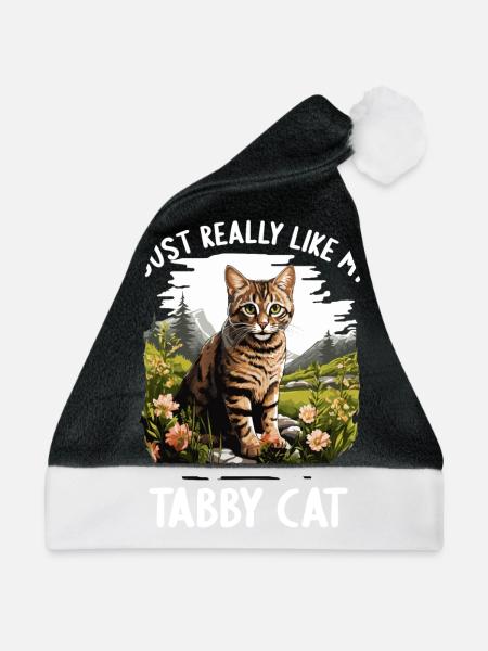 Tabby Kätzchen Tabby Katze - Weihnachtsmütze - Schwarz/Weiß