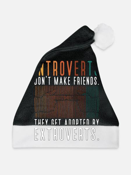 Introverts Don't Make Friends Introverted - Weihnachtsmütze - Schwarz/Weiß - Vorne