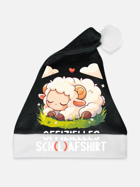Offizielles Schafshirt Offizielles Schlafshirt - Weihnachtsmütze - Schwarz/Weiß - Vorne