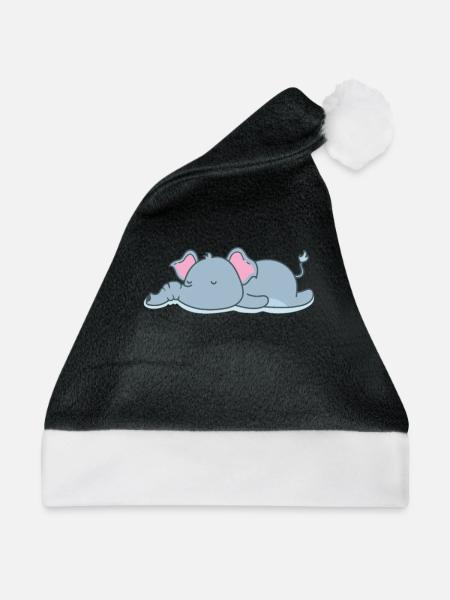 schlafender Elefant - Weihnachtsmütze - Schwarz/Weiß