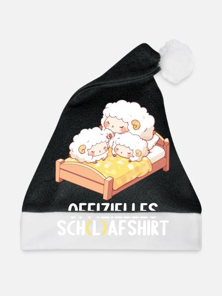 Offizielles Schafshirt Offizielles Schlafshirt - Weihnachtsmütze - Schwarz/Weiß - Vorne