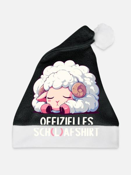 Offizielles Schafshirt Offizielles Schlafshirt - Weihnachtsmütze - Schwarz/Weiß - Vorne