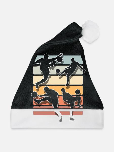 Fußball Fußballer - Weihnachtsmütze - Schwarz/Weiß - Vorne