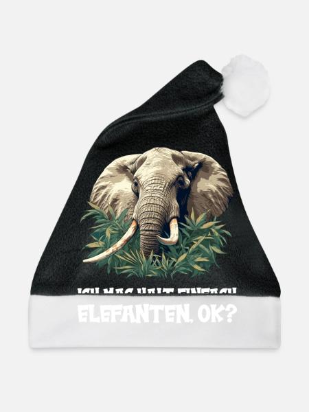 Elefanten Elefant - Weihnachtsmütze - Schwarz/Weiß