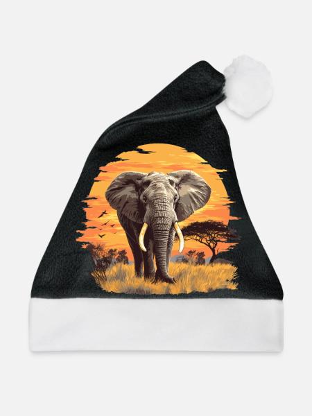 Elefanten Elefant - Weihnachtsmütze - Schwarz/Weiß