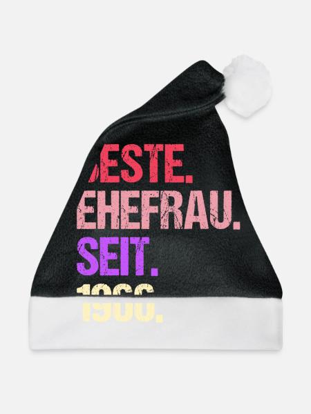 Valentinstag Beste Ehefrau Seit 1966 - Weihnachtsmütze - Schwarz/Weiß - Vorne