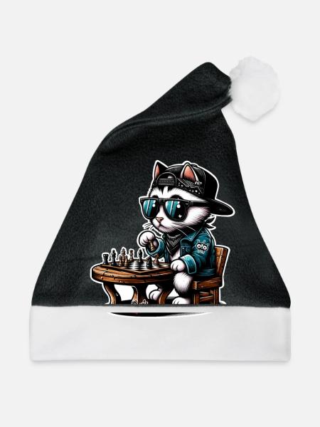Schach Katze - Weihnachtsmütze - Schwarz/Weiß
