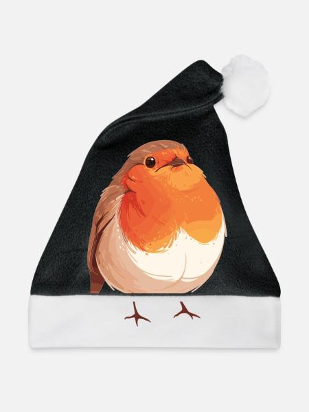 Robin Rotkehlchen - Weihnachtsmütze - Schwarz/Weiß