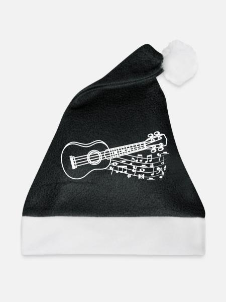 Drawn line art Ukulele - Weihnachtsmütze - Schwarz/Weiß