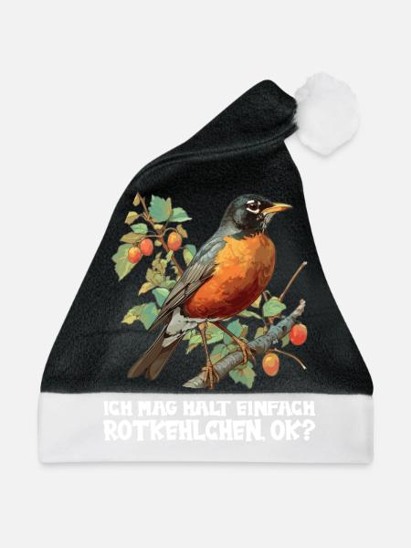 Robin Rotkehlchen - Weihnachtsmütze - Schwarz/Weiß