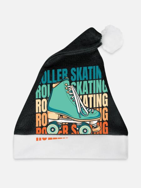 Rollschuhe Rollschuhlaufen - Weihnachtsmütze - Schwarz/Weiß - Vorne