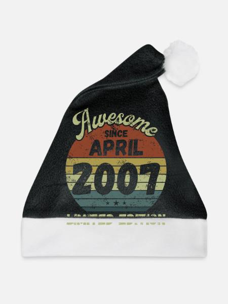 Awesome since April 2007 - Geburtstag - Weihnachtsmütze - Schwarz/Weiß - Vorne