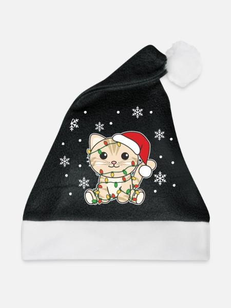 Katze Weihnachten Winter Tiere Katzen - Weihnachtsmütze - Schwarz/Weiß