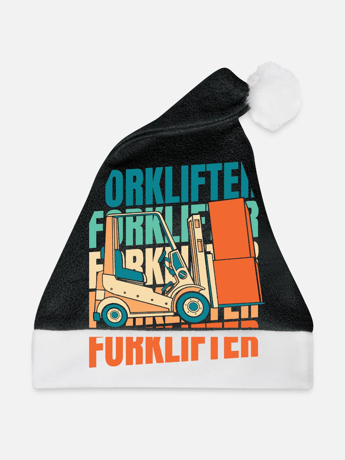 Gabelstapler Staplerfahrer - Weihnachtsmütze - Schwarz/Weiß - Vorne