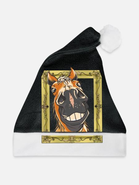 Pferdekopf Pferd Pferde - Weihnachtsmütze - Schwarz/Weiß