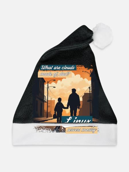 Cloud Wolken Linux Server Admin Nerd Witz - Weihnachtsmütze - Schwarz/Weiß