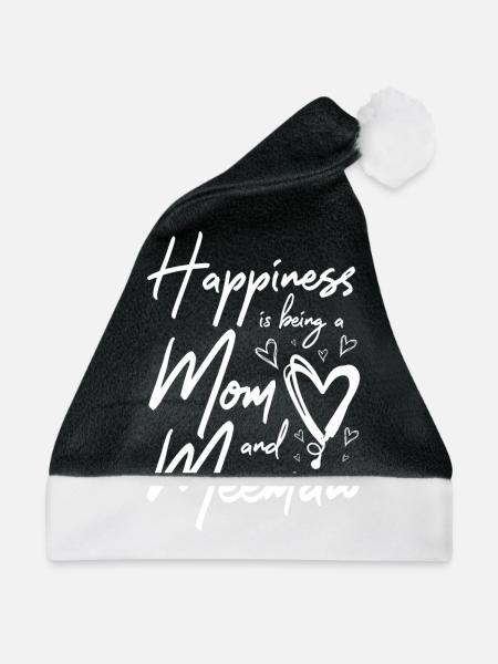 Happiness is being a mom and meemaw - Weihnachtsmütze - Schwarz/Weiß - Vorne