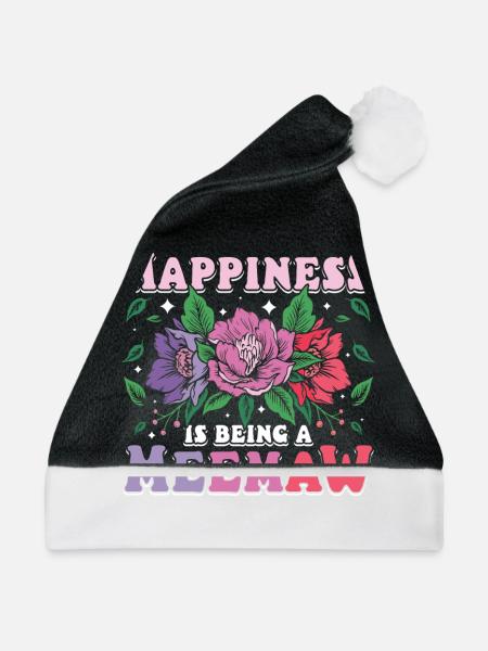 Happiness is being a meemaw - Weihnachtsmütze - Schwarz/Weiß - Vorne