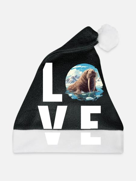 Walrus Walrosse Walross - Weihnachtsmütze - Schwarz/Weiß - Vorne