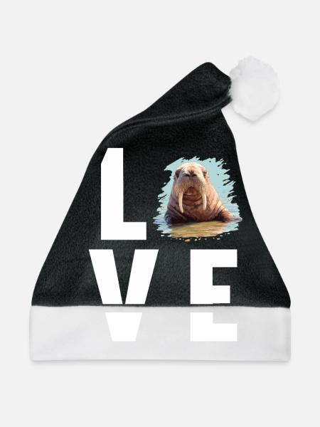 Walrus Walrosse Walross - Weihnachtsmütze - Schwarz/Weiß - Vorne