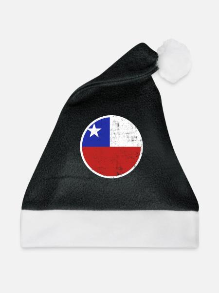 Chile Vintage Chilenische Flagge Chilene - Weihnachtsmütze - Schwarz/Weiß - Vorne