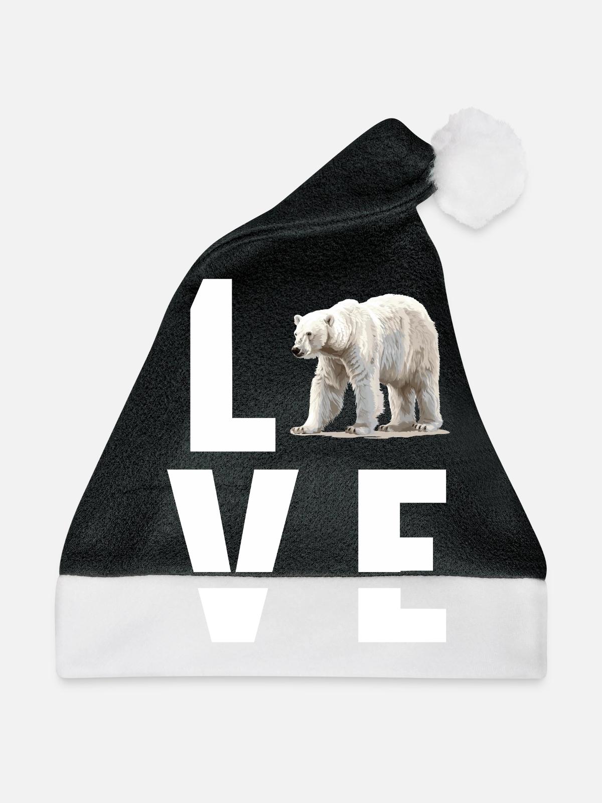 Polar Bear Eisbären Eisbär - Weihnachtsmütze - Schwarz/Weiß - Vorne