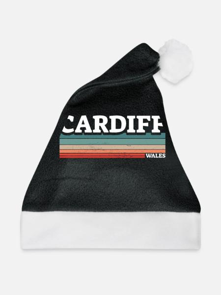 Cardiff Wales Walisische Waliser - Weihnachtsmütze - Schwarz/Weiß - Vorne