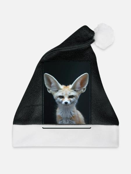 Fennec Fox Fenneks Fennek - Weihnachtsmütze - Schwarz/Weiß