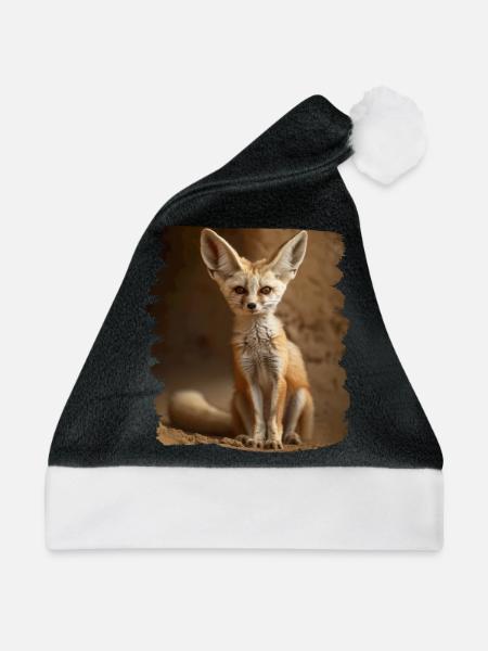 Fennec Fox Fenneks Fennek - Weihnachtsmütze - Schwarz/Weiß