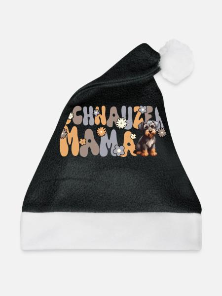 Standard Schnauzer Groovy Schnauzer Mama - Weihnachtsmütze - Schwarz/Weiß - Vorne