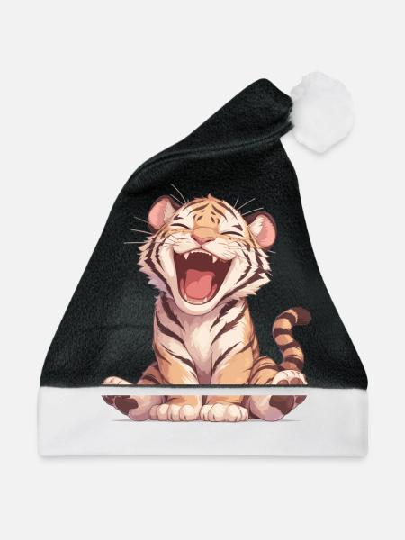 Tiger Großkatze - Weihnachtsmütze - Schwarz/Weiß