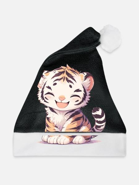 Tiger Großkatze - Weihnachtsmütze - Schwarz/Weiß