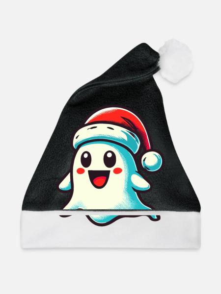 Niedliches Weihnachten Gespenst Last Minute Kostüm - Weihnachtsmütze - Schwarz/Weiß