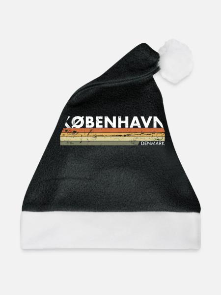 København Denmark Dänemark Vintage Dänische - Weihnachtsmütze - Schwarz/Weiß - Vorne