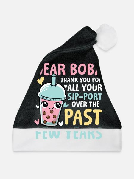 Lustiger Bubble Tea Spruch für einen Bubble Tea - Weihnachtsmütze - Schwarz/Weiß - Vorne
