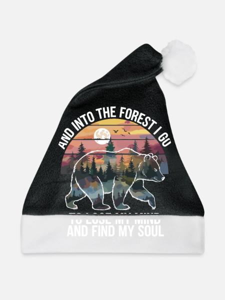 Natur Wald Entspannung Resilienz Wandern Retro - Weihnachtsmütze - Schwarz/Weiß - Vorne