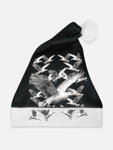 Möwe Möwen maritim - Weihnachtsmütze - Schwarz/Weiß