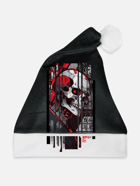 Cyborg Schädel Kanji - Weihnachtsmütze - Schwarz/Weiß
