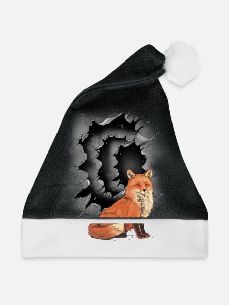 Fuchs Füchse Kind Kinder Märchenfigur - Weihnachtsmütze - Schwarz/Weiß