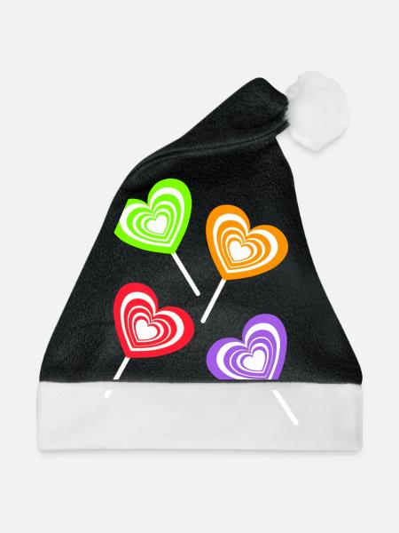 Lollie Lollies Kinder Kind Retro Vintage 80er 90er - Weihnachtsmütze - Schwarz/Weiß - Vorne